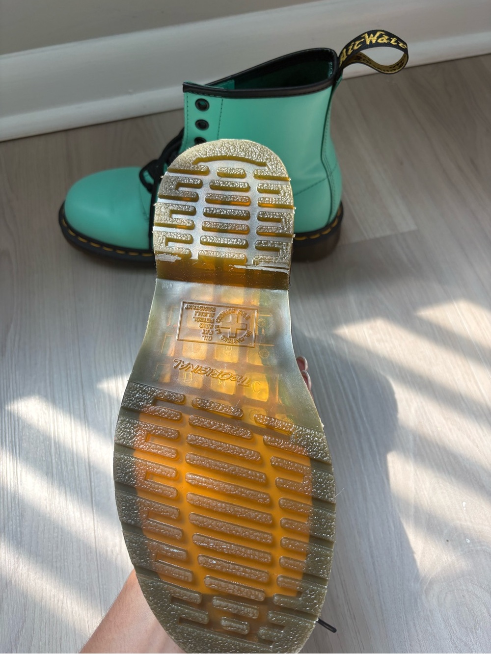 Never Worn Dr. Martens Women's Lace-Up Boots in Mint Green - Picture 4 of 5